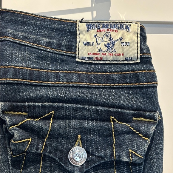 True Religion Julie Women’s Size 30 Low Rise Skinny Dark Blue Jeans Y2K - Picture 11 of 13